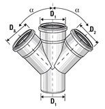 PP Двоен разклонител, ф110/50-45° 0